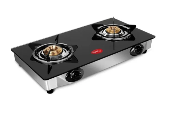 Grand 2B Stovekraft Favourite Glass Top 2 Burner Gas Stove, Manual Ignition (Black) - Image 2