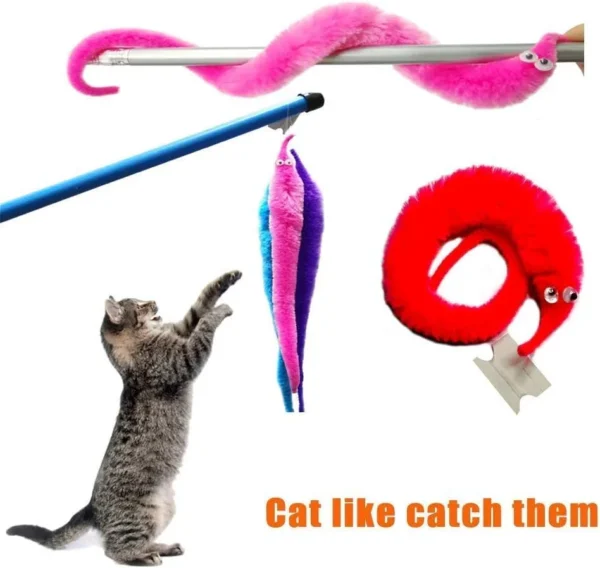 2Pack Fuzzy Worm Toys with Big and Small Sizes Mixed Fuzzy Worms on Strings Trick Toys - Image 6