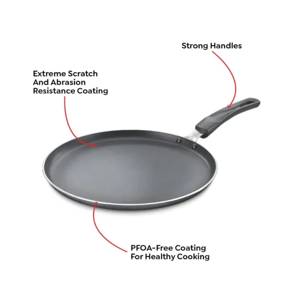 Aluminium Omega Select Plus Non-Stick Omni Tawa, 25cm, Black - Image 4