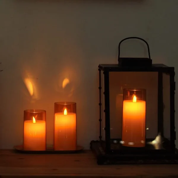 Flameless LED Candles AA Battery Powered with Golden Acrylic Fiber Glass with Remote - Image 6
