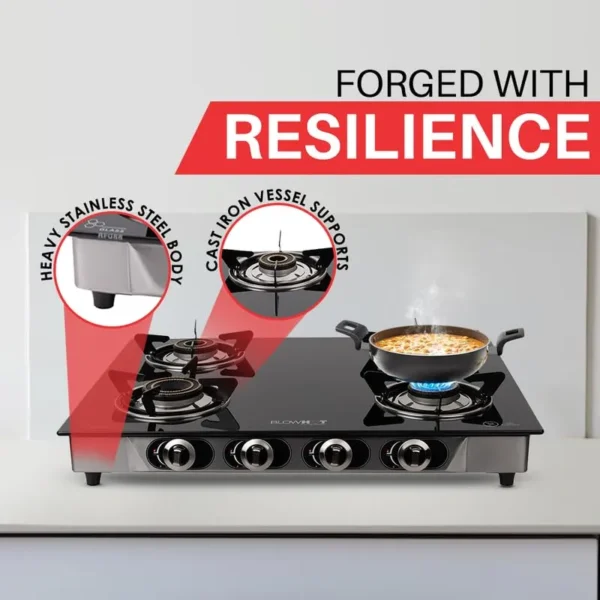 Edge 4B LPG Stove Tempered Glass Cooktop - Image 5