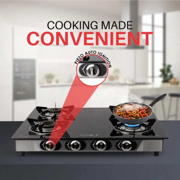 Edge 4B LPG Stove Tempered Glass Cooktop - Image 7