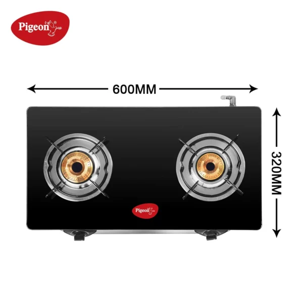 Grand 2B Stovekraft Favourite Glass Top 2 Burner Gas Stove, Manual Ignition (Black)