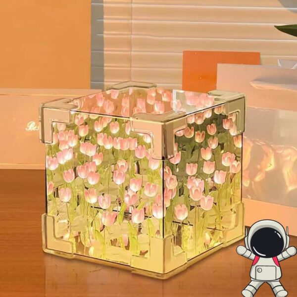Infinity Mirror Tulip Cube Led Lamp - Image 2