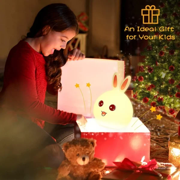 Night Lamp for Kids,Silicone Cute Little Rabbit LED Table Lamp - Image 2