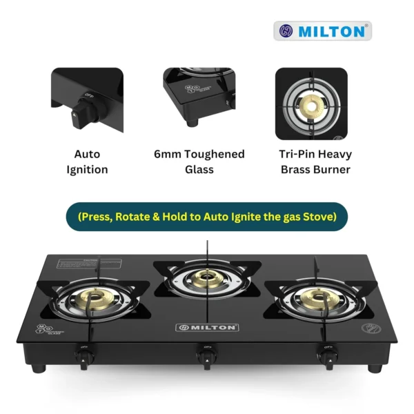 Grand 3B 3 Burners Auto Ignition Gas Stove - Image 3
