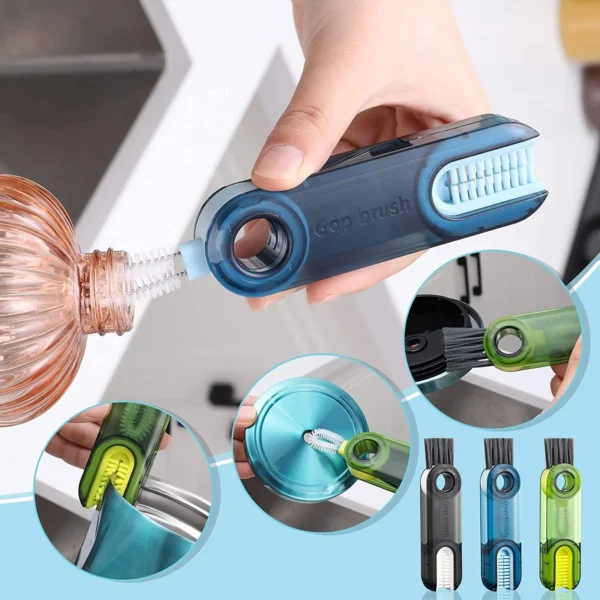2pcs Bottle Brush, 3 in 1 Multipurpose Bottle Gap Cleaner Brush, Multi-Functional Insulation Cup Crevice Cleaning Tools