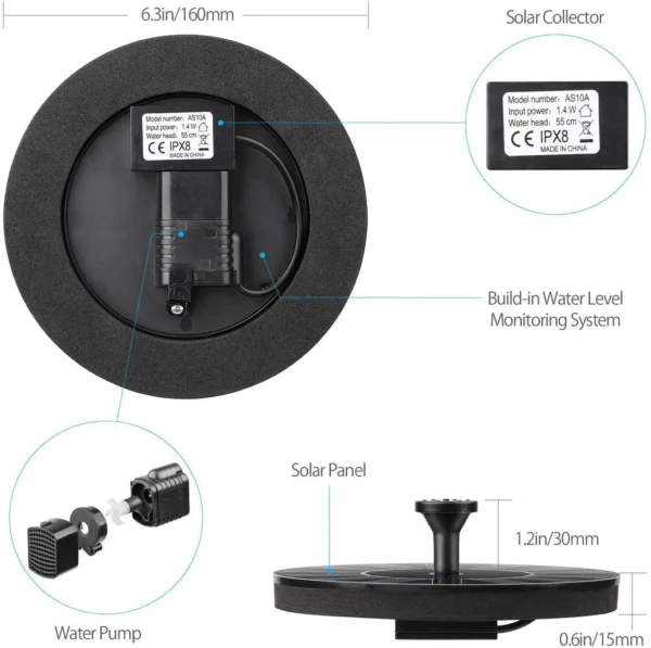 Plastic Fountain Solar Power Floating Water Pump - Image 5