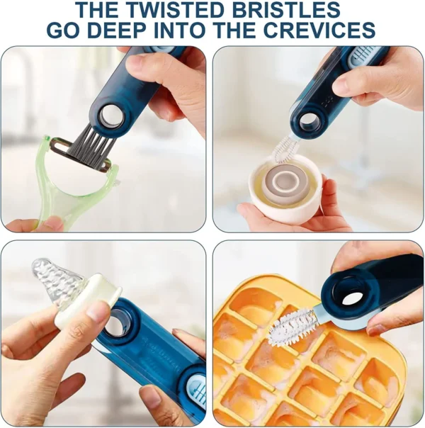 2pcs Bottle Brush, 3 in 1 Multipurpose Bottle Gap Cleaner Brush, Multi-Functional Insulation Cup Crevice Cleaning Tools - Image 3