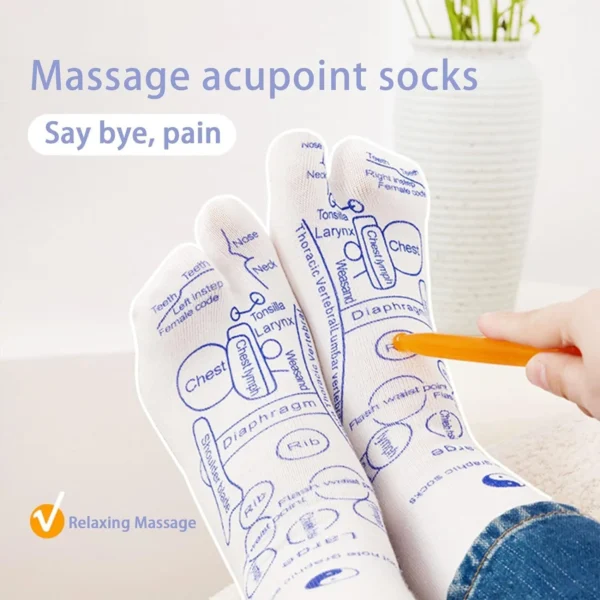 Reflexology Socks With Massage Stick For Women And Men, Printed Reflexology Chart of Both Sole - Image 4