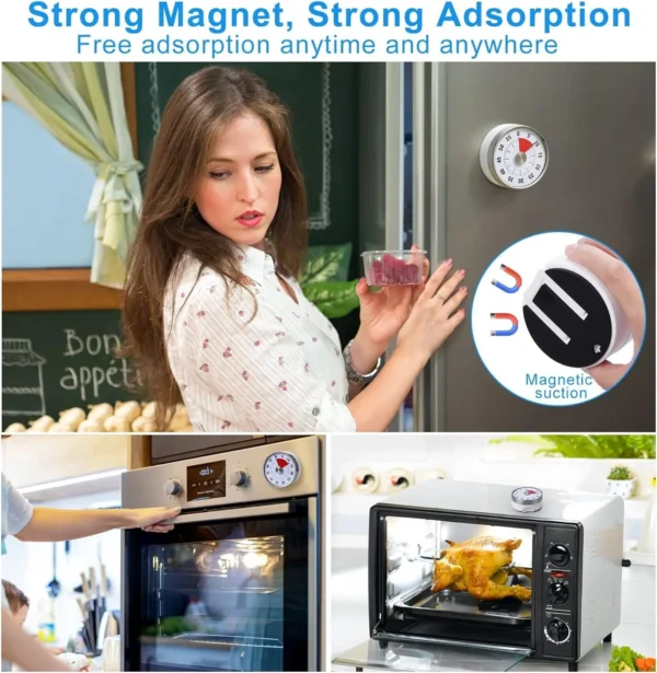 Mechanical Alarm (Timer Mechanical Kitchen Timers Magnetic Visual Timer for kids) - Image 5