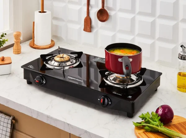 Grand Mini 2 Burner LPG Gas Stove with Toughened Glass-top - Image 3