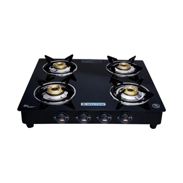 Air 4B 4 Burner Black Manual Ignition Glass Top Gas Stove
