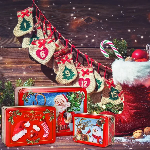 Santa Claus Christmas Candy Box Cookie Jar Snowman - Image 2