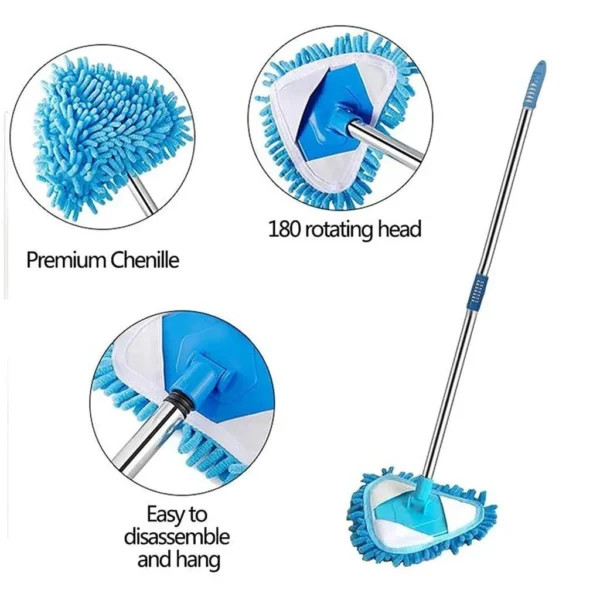 Triangle Mop Steel Rod ,Foldable Microfiber Triangle Fan Cleaning Duster - Image 4