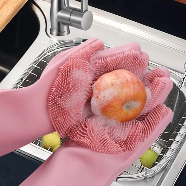 Heavy Duty Silicone Hand Gloves for Dishwashing, Utensil Cleaning