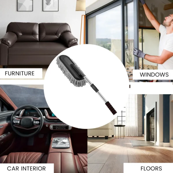 Soft Microfiber Car Duster Brush with Extendable Handle Wet & Dry Scratch - Image 4