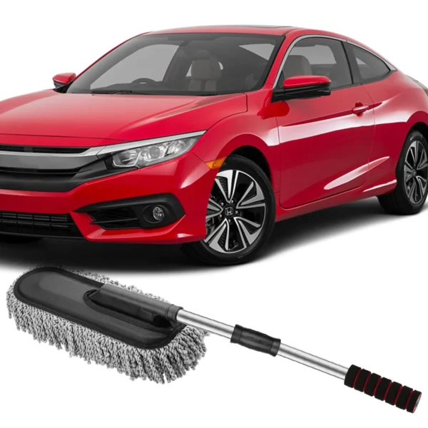 Soft Microfiber Car Duster Brush with Extendable Handle Wet & Dry Scratch - Image 2