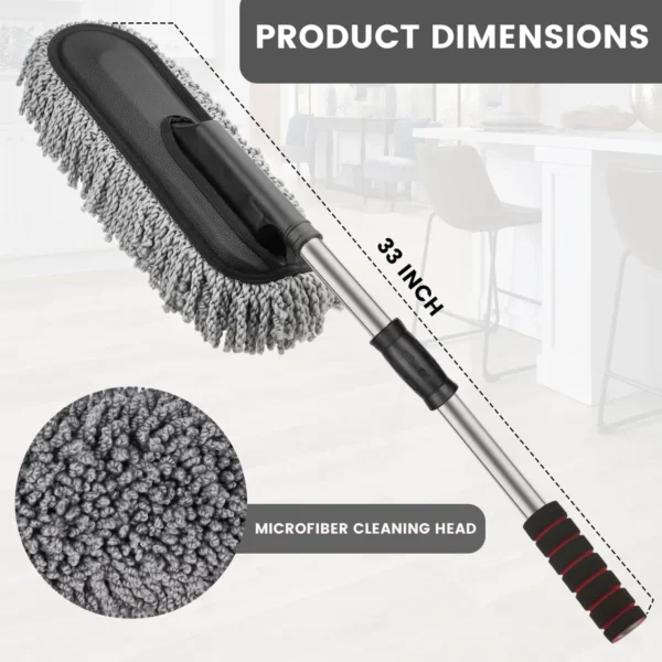 Soft Microfiber Car Duster Brush with Extendable Handle Wet & Dry Scratch - Image 5