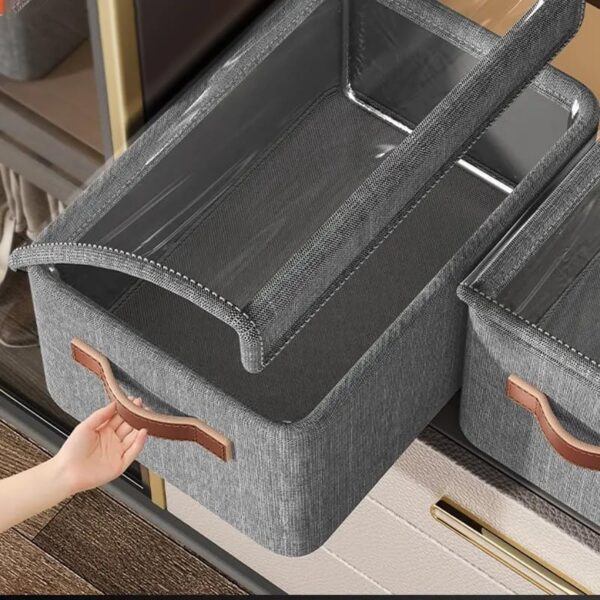 26l Storage Organizer Box with Lid Handles Foldable Metal - Image 5