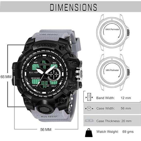 Elliot Grey Analog Digital Wrist Watch For Men - Image 4