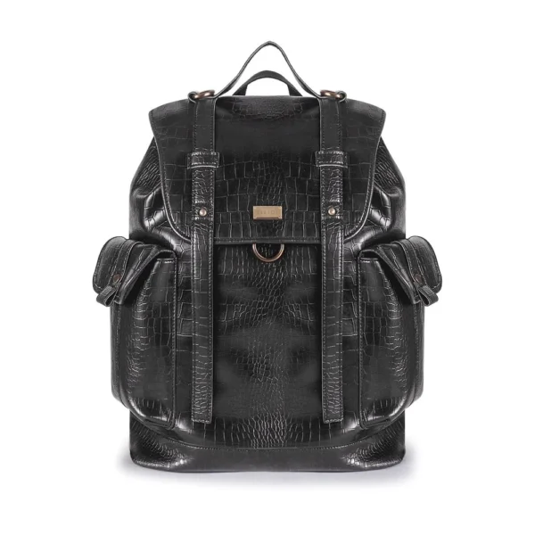 Elliot Animal III Series Laptop BackPack in Black Vegan Leather With Laptop Compartment