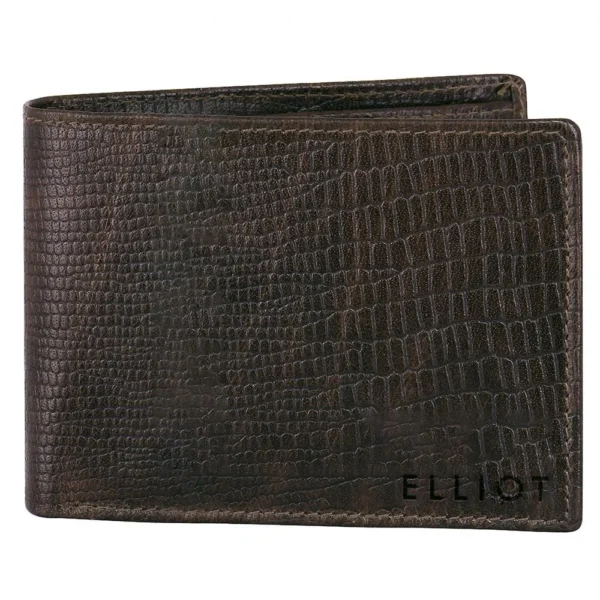 ELLIOT Elite IX Brown Premium Genuine Leather Bi Fold Men Wallet