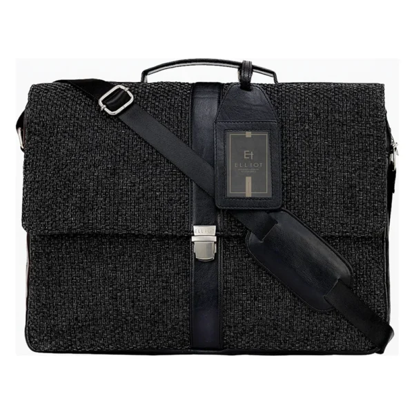 Elliot Fusion Series Black Knitted Fabric 15.6 Inch Laptop Messenger Bag With Laptop Compartment