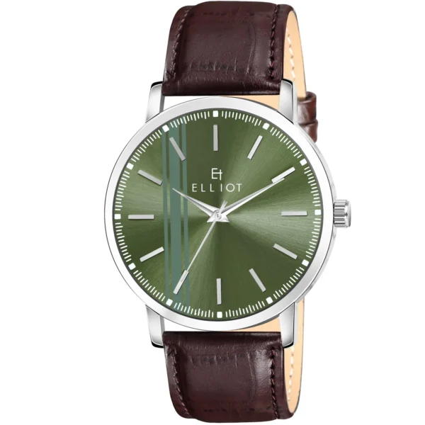 Elliot Admiral Series Green Dial Analog Leather Strap Wrist Watch For Men