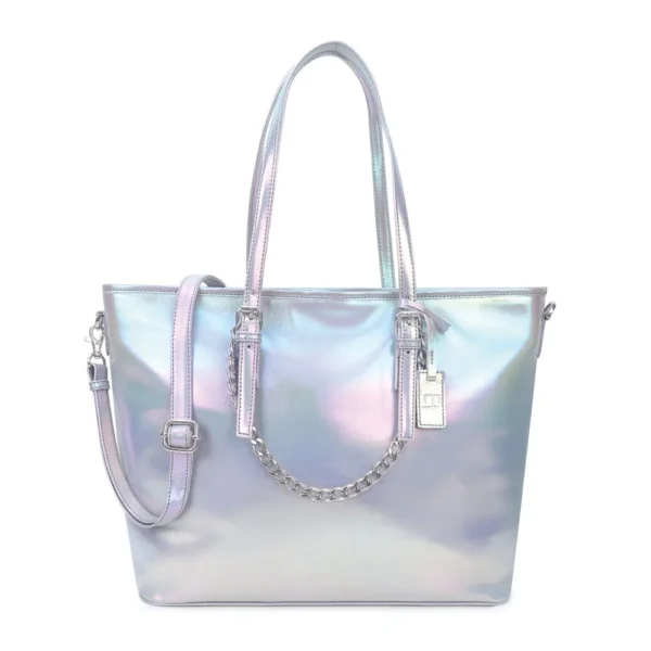 Elliot Victoria Silver color Vegan Leather Women Tote Handbag