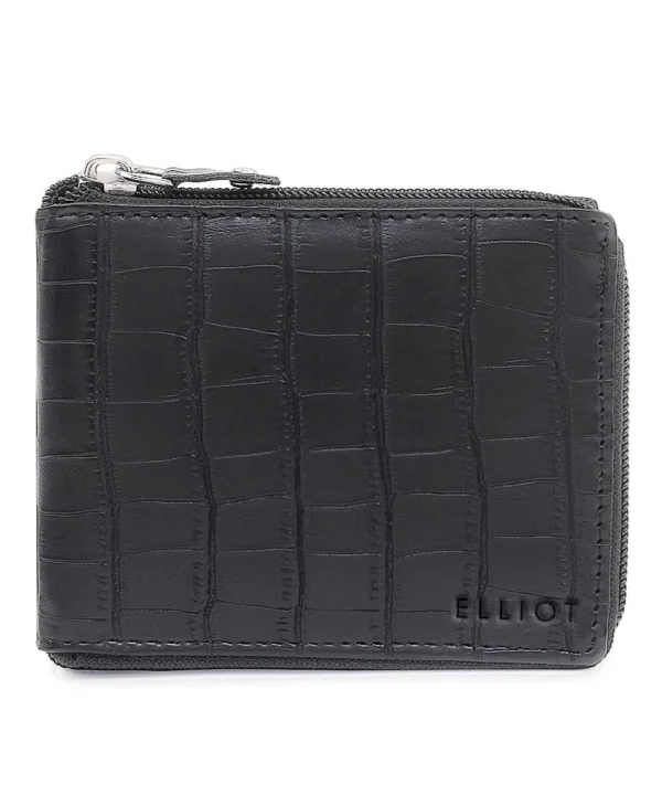 ELLIOT Croco II Black Color Nature Friendly Vegan Leather Zipper Men Wallet