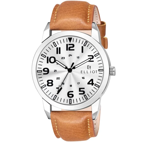Elliot Walrus Urban Series White Dial Analog Leather Strap Wrist Watch For Men