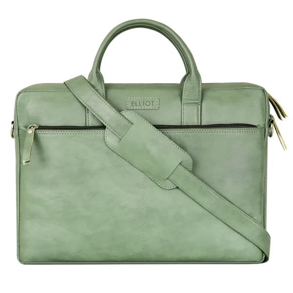 Elliot Colors Series Green Vegan Leather 15.6 Inch Laptop Messenger Bag With Laptop Compartment